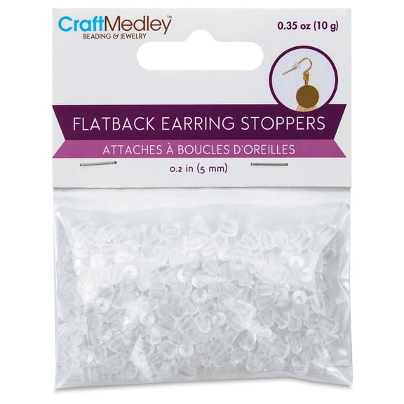 Rubber Flatback Earring Stoppers 5mm 200/Pkg-Clear