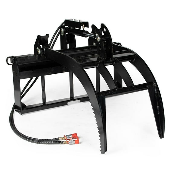 Titan Attachments Hydraulic Skid Steer Pallet Fork Grapple Attachment V2, 1/2in Thick Steel Frame, Quick Tach Mounting System