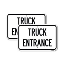 (2 Pack) Driveway Sign Truck Entrance | 18" X 24" Heavy-Gauge Aluminum Sign | Rust Free Aluminum, Weather Resistant, Waterproof, Fade Resistant, 2 Pre-drilled Holes