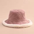 thumbnail image 4 of CoCopeaunts Large Bucket Hat Women Vintage Corduroy Splicing Plush Brim Fishing Hats Foldable Winter Fashion Warm Basin Hat, 4 of 8