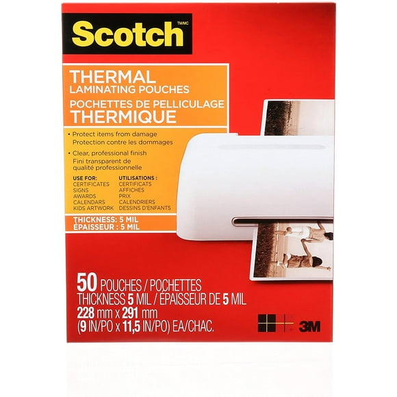 Pochettes de pelliculage thermique TP5854-50-C Scotch®, 5 mil, 50/paquet SCOTCH LAM SHEETS 50 SCTCH