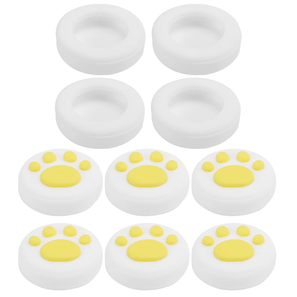 Cat Paw Thumb Grips Cover Cat Paw Pattern Peso Ligero Fuerte Resistencia Al Desgaste Cat Paw Joystick Diseño Novedoso Para Home Kids Switch Switch Lite ANGGREK Pata amarilla sobre blanco