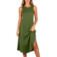 thumbnail image 3 of Summer Dresses for Women 2026 Round Neck Sleeveless Relaxed Fit Casual Solid Color Basic Midi Dress with Side Slit for Summer Daily Beach, 3 of 3
