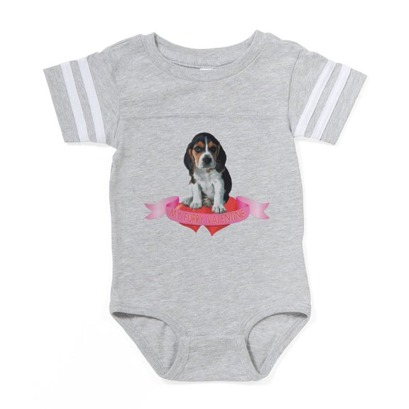 CafePress - Valentine Beagle - Cute Infant Baby Football Bodysuit