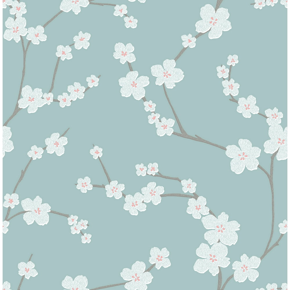 A-Street Prints by Brewster 2764-24324 Mistral Sakura Turquoise Floral