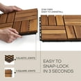 thumbnail image 2 of 30 Pcs Premium Deck Tiles, Interlocking Deck Tile, Wooden Patio Flooring Outdoor Waterproof, Acacia Wood Decking All Weather for Balcony Indoor and Outdoor Use (Golden Teak, Round Joints), 2 of 4