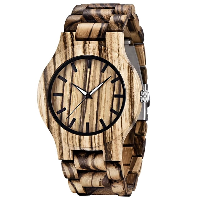 Reloj Dentily de Madera para Hombre, Cuarzo Natural Hecho a Mano