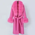 thumbnail image 3 of Nuevo abrigo de invierno para mujer, 100 % lana de doble cara, con cuello de piel de lujo, cinturón para mujer, abrigos de lujo extra largos de alta calidad, 3 of 5