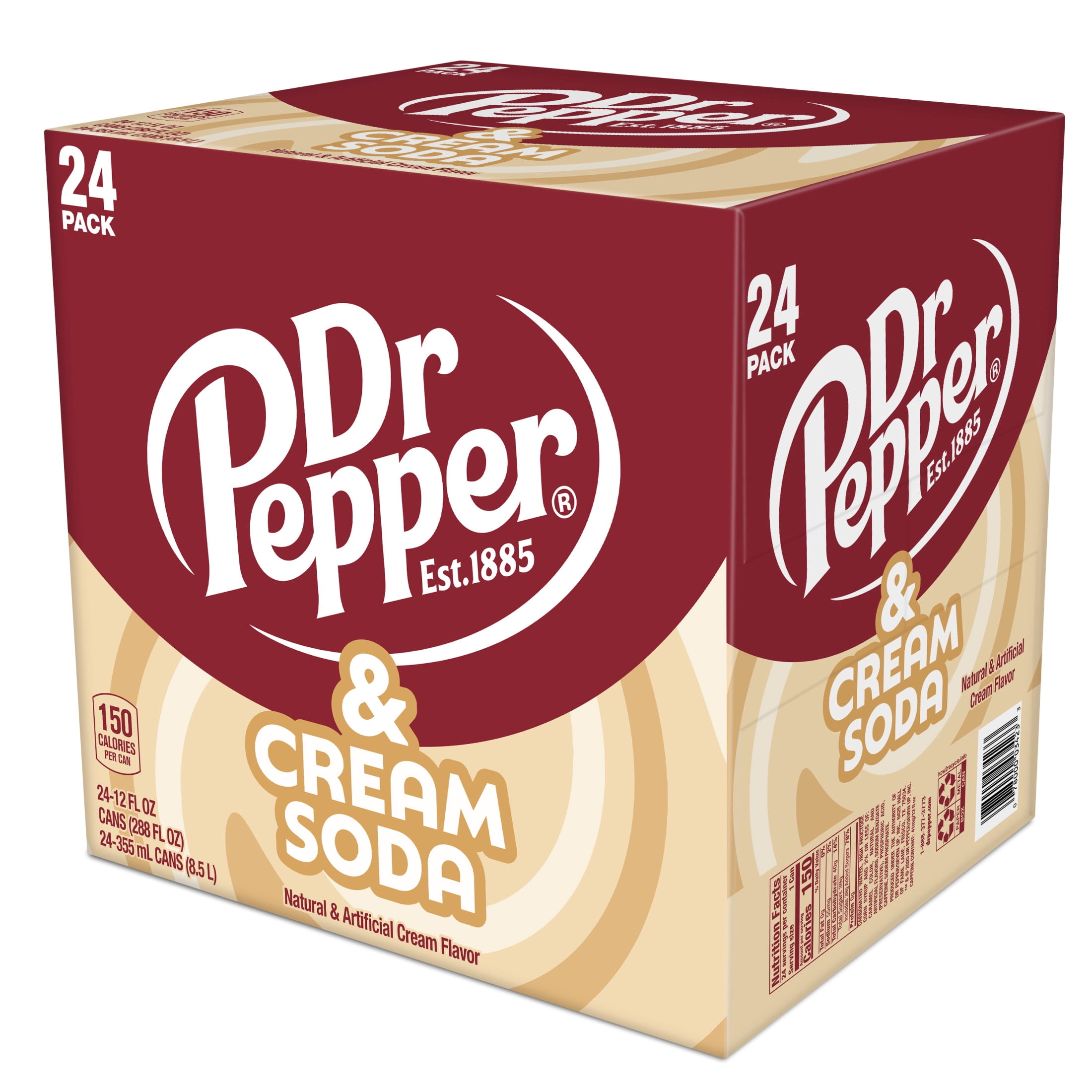 Dr Pepper & Cream Soda Pop, 12 fl oz, 24 Pack Cans