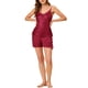 thumbnail image 2 of INSPIRAR CHIC Conjunto de Pijamas de Seda Satinada para Mujeres de 4 Piezas, Top de Cami, Bata de Encaje, Conjuntos M Rojo, 2 of 6