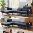 thumbnail image 2 of Aukfa 94" Futon Sofa Bed, Convertible Sleeper Sofa for Living Room, Left Facing Chaise, Linen, Gray, 2 of 10