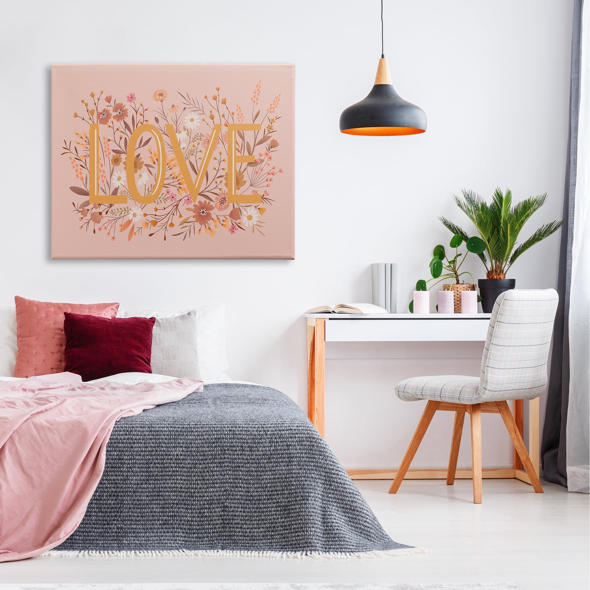 Stupell Industries Botanical Love Typography Delicate Floral Details Graphic Art Gallery Wrapped Canvas Print Wall Art, Design by Heather McLaughlin