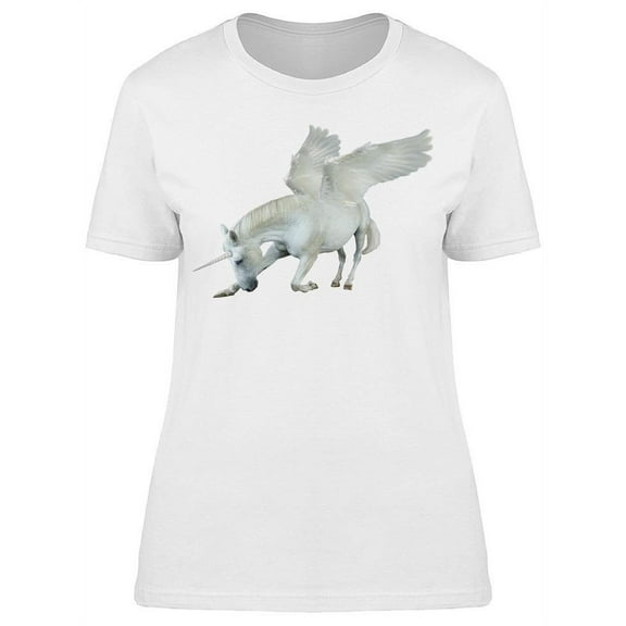 Kneeling White Winged Unicorns T-Shirt Women -Image by Shutterstock, Female 3X-Large