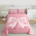 thumbnail image 2 of Castle Fairy Pink Polka Dots Bowknot Twin Comforter Sets,Dreamy Princess Bedding Set, 2 of 8