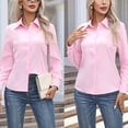 thumbnail image 5 of Button Down Shirts for Women Long Sleeve Dress Shirt Slim Fitted Work Tops Collared Dressy Casual Business Blouses Pink XL, 5 of 6