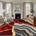 thumbnail image 2 of Red Marble Large Area Rugs for Bedroom Living Room, Soft Non Slip Carpet Bedside Rug, Grey Gold Texture Vintage Farmhouse Art Rectangular Floor Cover Kitchen Accent Rug 5'x7' for Dining Room/Office, 2 of 9