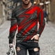 thumbnail image 1 of Blusas y camisas de manga larga con cuello redondo para hombre, blusa informal de manga larga con cuello redondo y estampado de rayas, blusa de poliéster para hombre, 1 of 5