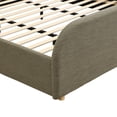 thumbnail image 6 of Christopher Knight Home King Size Bed Frame With Linen Upholstered Curved Headboard, Solid Wood Legs, Green, 6 of 12