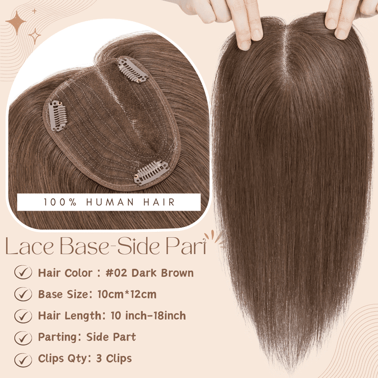 Benehair 10*12cm Side Part Clip In Hairpiece 100% Remy Real  display picture 3