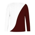 thumbnail image 4 of ATOYSOY Women's Color Block Pullover V Neck Sweatshirts Casual Cotton Shirts Fashion Loose Waffle Tops Outwear Long Sleeve Tees Fall Winter Red XL, 4 of 5