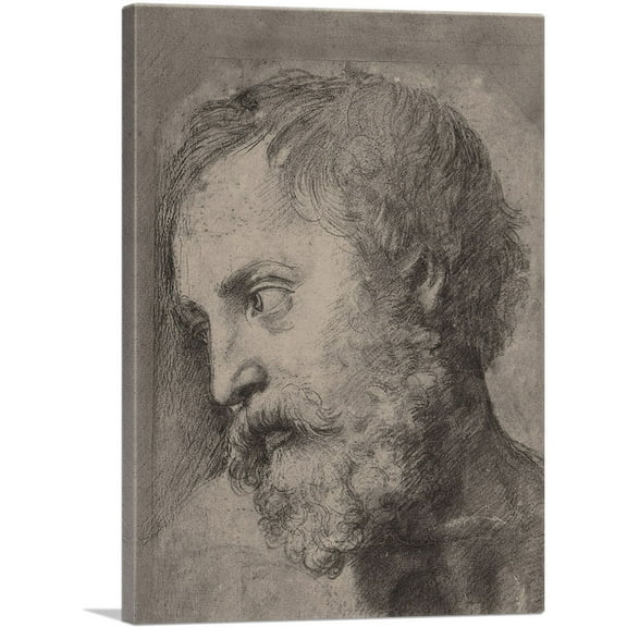 ARTCANVAS Head of An Apostle in the Transfiguration 1520 Canvas Art Print by Raphael - Size: 26" x 18" (0.75" Deep)