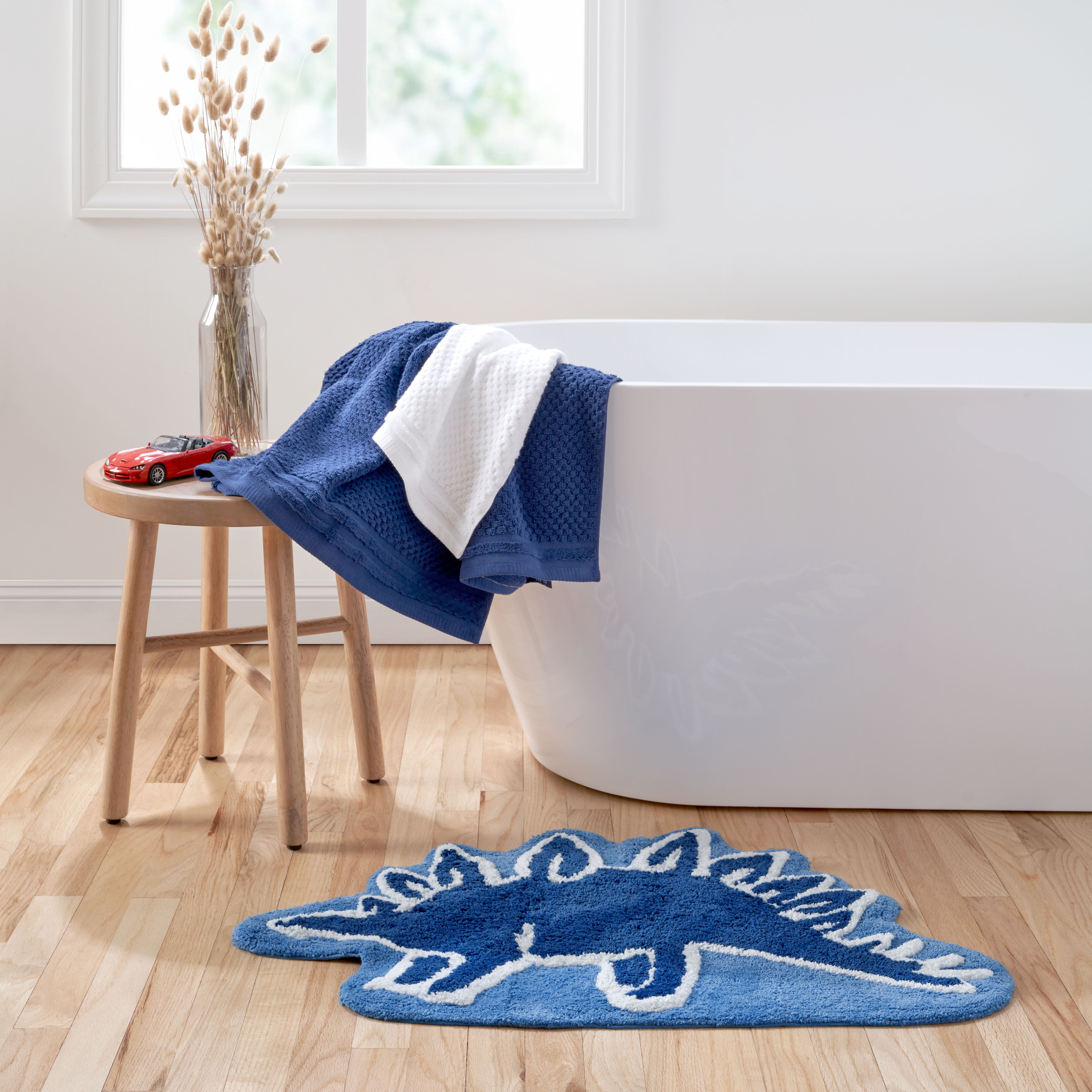 Gap Home Kids Dino Organic Cotton Non-Slip Bath Rug, Blue, 21'x33'