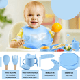 thumbnail image 2 of Set con vaso entrenador bebe + platos de bebe + baberos para bebe + cubiertos I BPA FREE I 5 piezas I Silicona grado alimenticio Happy Life  Kit comida bebe silicona 5 pcs, 2 of 9