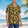 thumbnail image 3 of Zufioo Black Ink Green Plaid Sunflower Hawaiian Shirt for Men,Beach Shirts Tropical Vacation Shirts,Sleeve Casual Button Down Shirt with Pocket for Travel,Beach,Party,daily,Small, 3 of 7