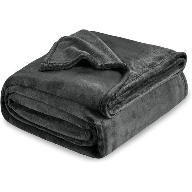 Bedsure Fleece Blanket Queen Blanket Dark Grey Soft Lightweight Plush