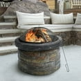 thumbnail image 2 of Teamson Home Extérieur Base en Acier Ronde Barbecue Grill Feu de Bois, Gris, 2 of 8