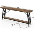 thumbnail image 6 of Homieasy Console Table with Charging Station, 70.9 Inch Extra Long Sofa Table with 2 Tier Storage Shelf, Industrial Hallway Entry Table Behind Couch Table, Rustic Brown, 6 of 7