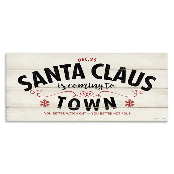Stupell Industries Farmhouse Santa Claus Coming To Town Rustic Canvas Art, 30 x 13, by Stephanie Workman Marrott