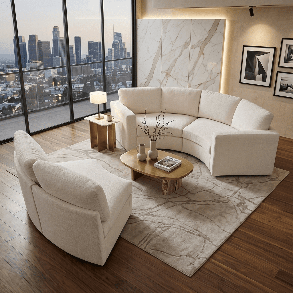Wakefit 109.4" Curved Modular Sectional Sofa,3 Seat Semi Circular Chenille Couch with Deep Seating,Modern Round Conversation Sofa with Solid Pine Wood Frame for Living Room,Beige