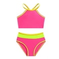 thumbnail image 3 of ZHOGXU Kids Girls Bkinini Sets Sleeveless Halter Neck Color Block Top And Shorts Comfortable Fashion Swimwear Beachwear For Pool Beach,Hot Pink,4-5 Years, 3 of 8