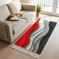 thumbnail image 2 of Area Rug with Tassels 2' x 4', Red Gray Color Blocks Kitchen Runner Rug for Hallway Bedroom Throw Rugs, Gradient Abstract Geometric Soft Door Mat for Bathroom Entrance Living Room, 2 of 9
