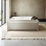 73 x 48 Whirlpool Bathtub for 2-Person with 8 Hydro Massage Jets & Chromatherapy LED Lights, 1HP UL Certified Pump, 3-Sided Apron Acrylic Soaking Tub, Left Drain, 110 Gallons, White
