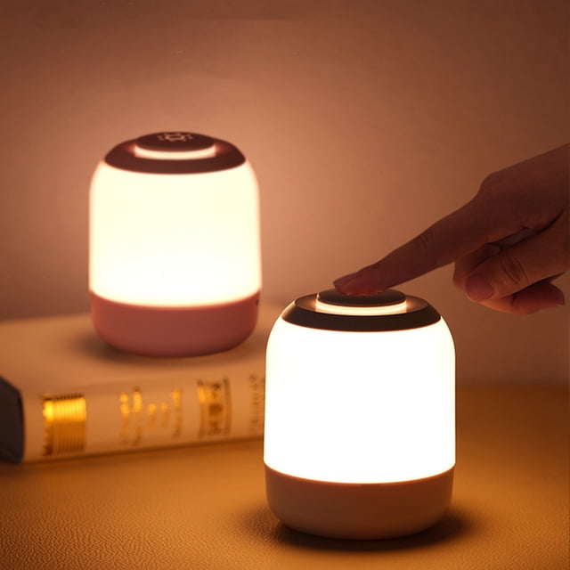Xihbxyly Mini Luz Nocturna, Lámpara Recargable y Regulable, Luz de Noche Portátil Inalámbrica, Luz Suave y Cálida para Dormitorio, Pasillo, Habitación Infantil, Batería de Larga Duración, Diseño Comp
