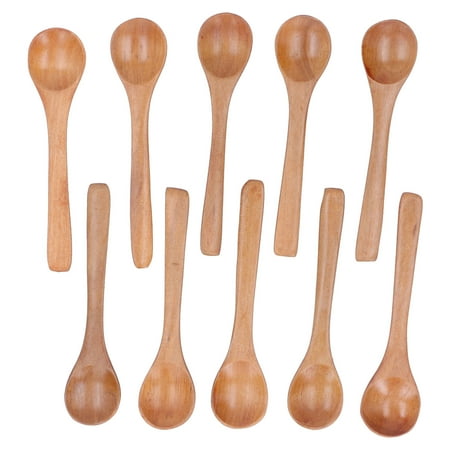 

10pcs Wooden Spoon Children s Tableware Mini Round Seasoning Spoon with Long Handle for Kitchen