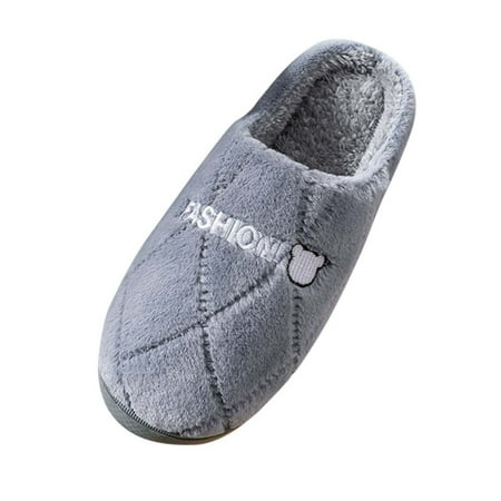 

Mens Slippers Couple Men S Winter Indoor Home Plus Velvet Warm Thick Bottom Non Slip Cotton Slippers Slippers for Men Plush Grey 41