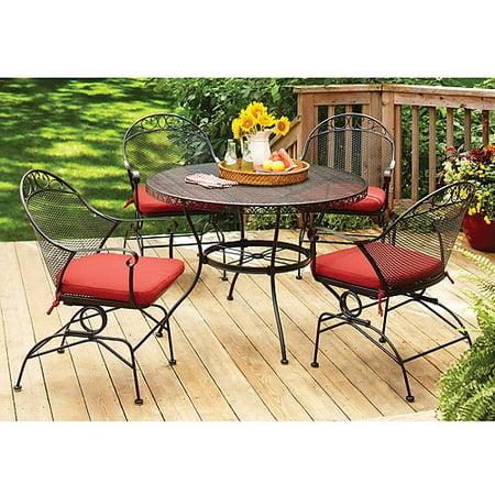 Better Homes and Gardens Clayton Court 5-Piece Patio Dining Set, Red, Seats