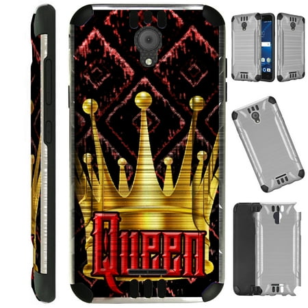 WORLD ACC Silver Guard Compatible with Cricket Icon | AT&T Radiant Core Case Slim Hybrid Phone Cover (Dark (Best Phone Case In The World)