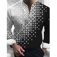 thumbnail image 1 of Camisa de hombre con estampado gráfico geométrico, cuello alto, ropa de calle para exteriores, manga larga, ropa estampada, 1 of 6