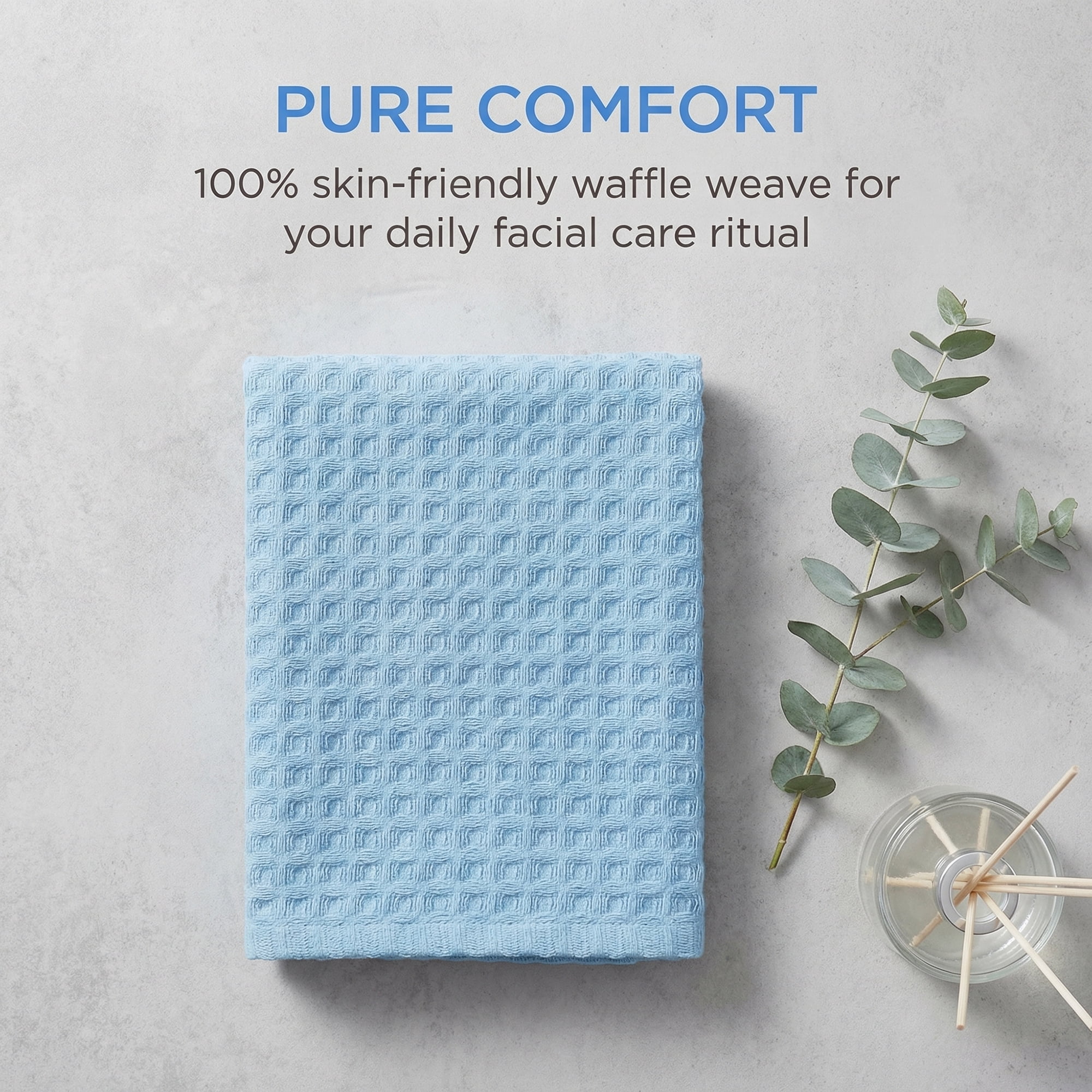 Unique Bargains Cotton Waffle Soft Quick Dry Lint Free Face Cloths 13x13in Blue 4pk