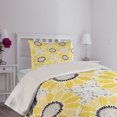 thumbnail image 2 of Ambesonne Yellow Quilted Coverlet 2 Pcs, Sun Flower Nature Art, Twin Size, Yellow Grey, 2 of 4
