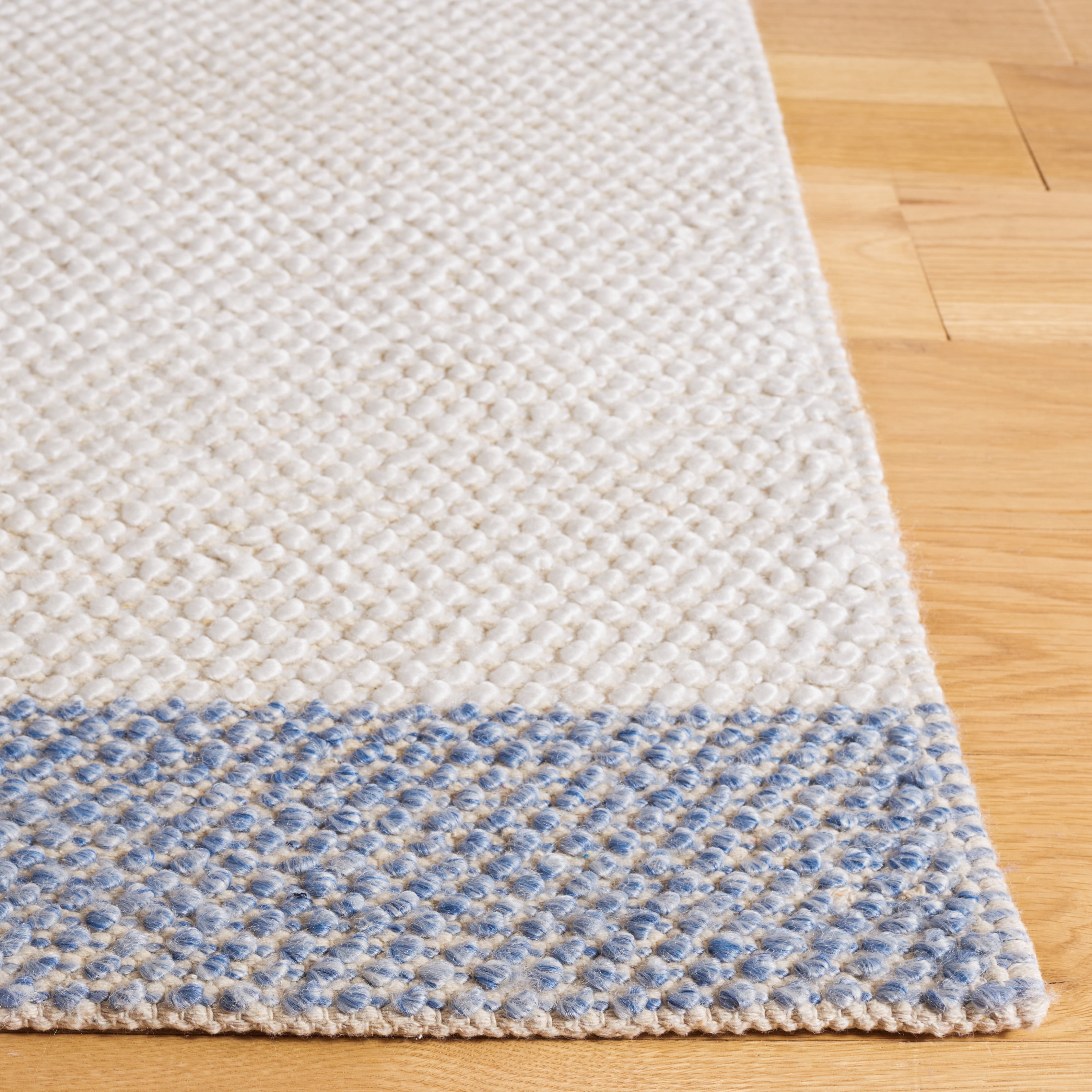 SAFAVIEH Natura Marina Striped Wool Area Rug, Ivory/Blue, 8' x 10'