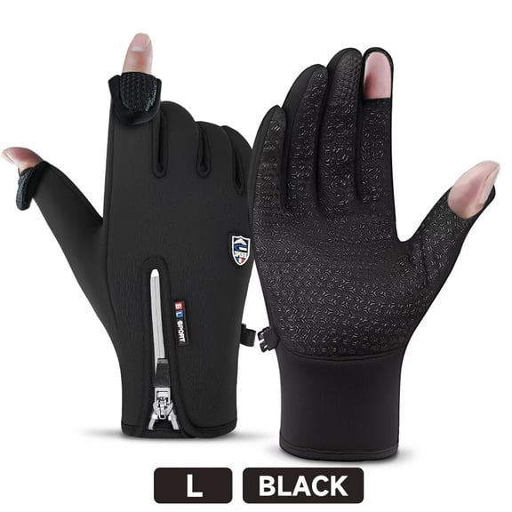 BYXAS Winter Gloves, Glove for Men Women, Flip-top, Windproof,Anti-Slip,Warm,Soft,Touch Screen Upgraded Touch Screen Texting Warm Running(Black L)