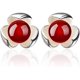 thumbnail image 1 of Sterling Silver Stud Earrings Lucky Clover Flower Stud Earrings Pearl Shampoo Agate Stud Earrings Unique Jewelry Gifts for Women and Girls (Red Agate), 1 of 2