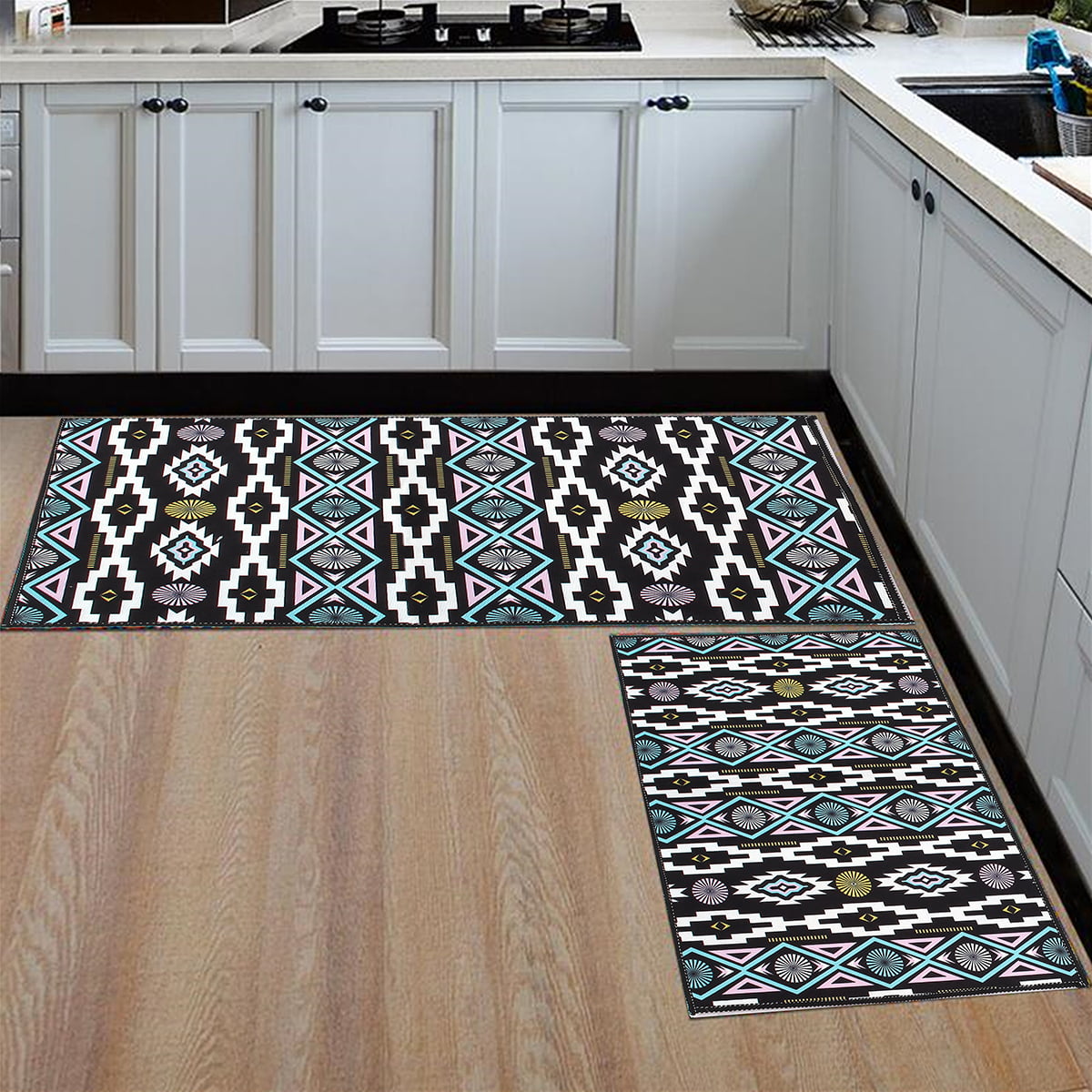 Home Decor Flannel Doormat 2 PCS/SET Non-slip Door Floor Rug Kitchen Bathroom 