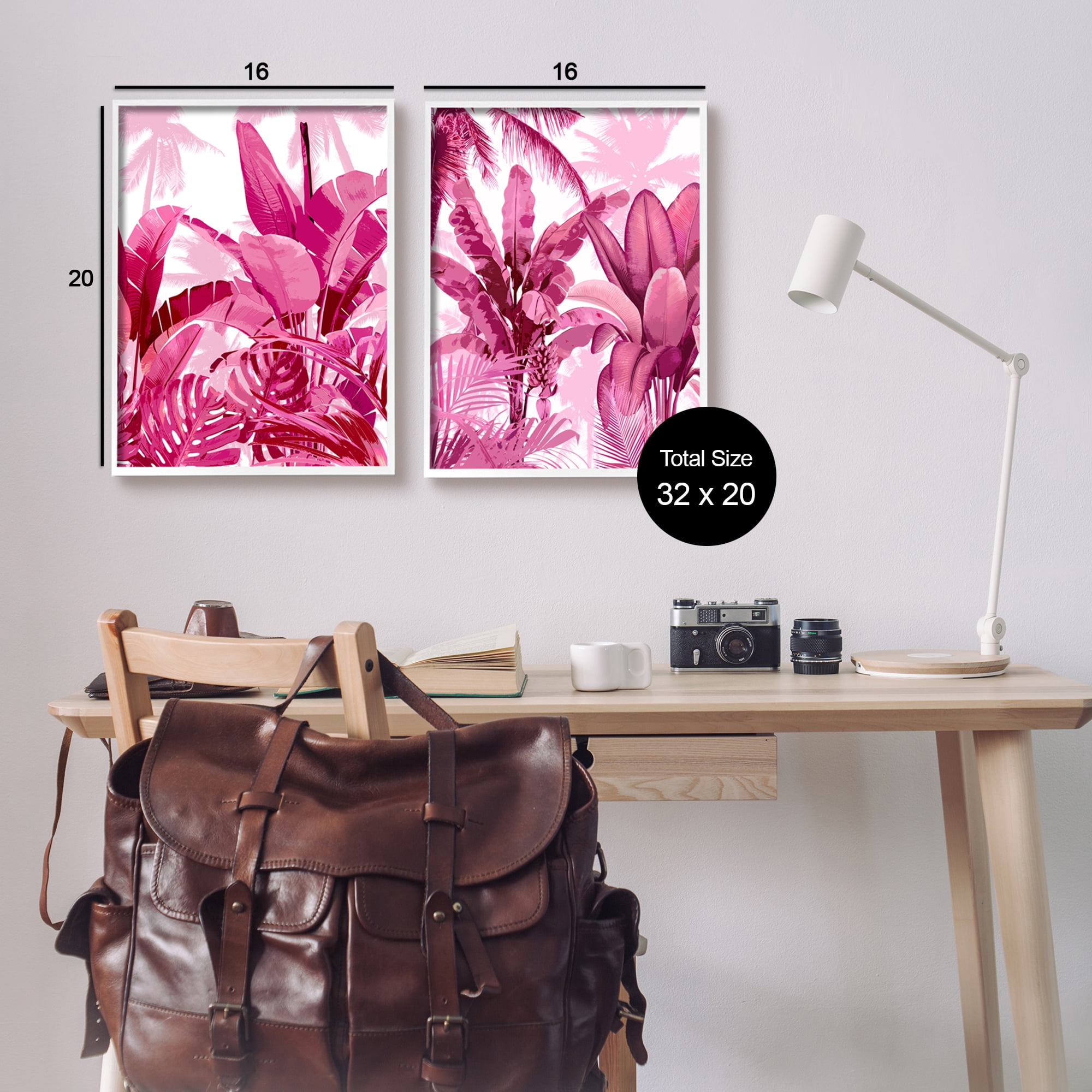 Stupell Industries Pink Palm Tree Leaves Botanical & Floral Painting White Framed Art Print Wall Art, 16 x 20
