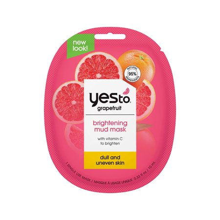 Yes To Grapefruit Detoxifying Brightening Mask, Brightening & Balancing Mask Leaving Your Skin Smooth Radiant & Refreshed, With Antioxidants & Vitamin C, Natural, Vegan & Cruelty Free.